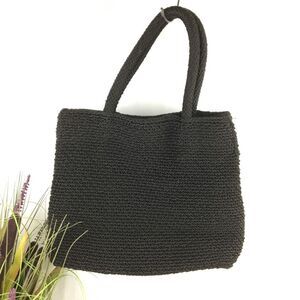 The Sak black Woven Crochet Shoulder Top Handle Handbag Bag